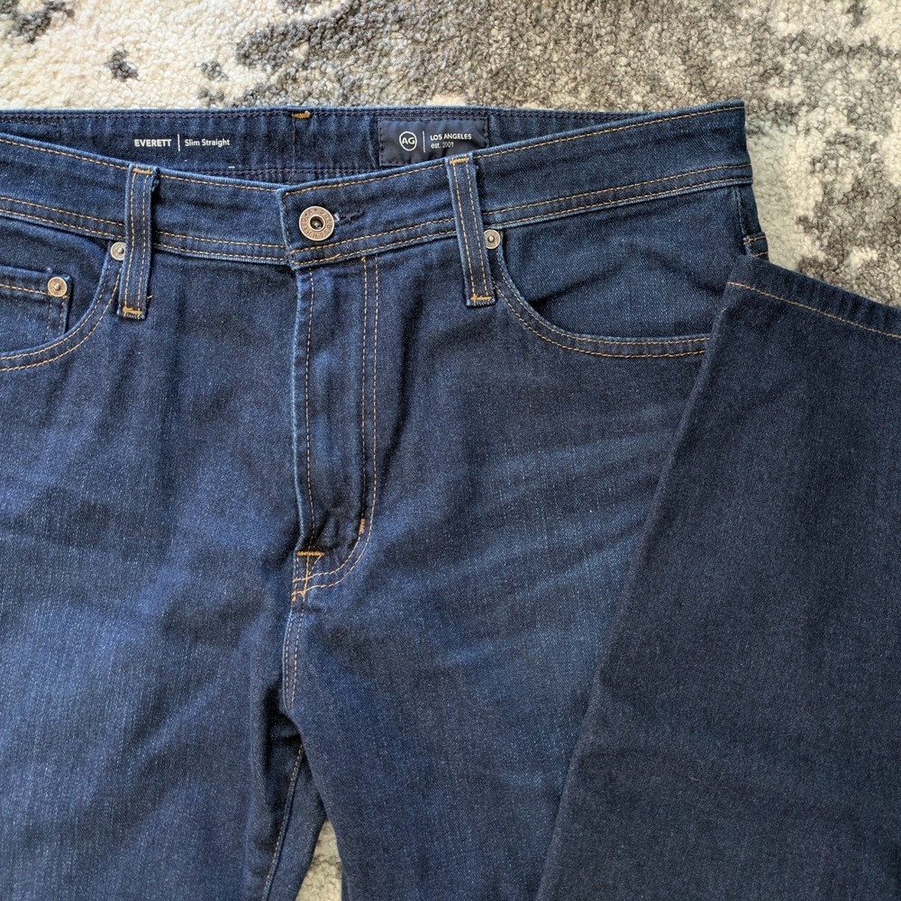 AG Adriano Goldschmied The Everett Slim Straight Leg Blue‎ Denim Dark Wash 34X34